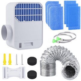 TenYoDaZonify 3-in-1 Indoor Dryer Vent Kit,Upgrade Energy Efficient Dryer Lint Trap，6 Polyester Filter&10ft Foil Hose & Water Drawer System for Electric Clothes Dryers，Enhanced Air Quality