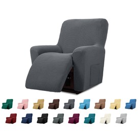 Cupuamon Recliner Chair Covers,Lazy Boy Recliner Covers Stretch Reclining Covers 1 Piece Furniture Protector with Elastic Bottom for Dog,Kids-Charcoal
