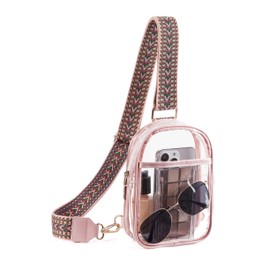 Telena Clear Bag for Stadium Events, Clear Purses for Women Stadium Crossbody Bag Transparent Fanny Pack for Concerts Pink