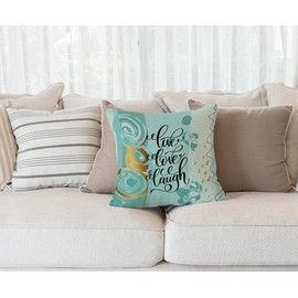 Solekla Pillow Cover Live Love Laugh Lettering Positive on Abstract Motivational and Inspirational Phrase Decorative Couch Pillow Cover for Sofa,Cotton Linen Cushion Case Outdoor Home Decoration