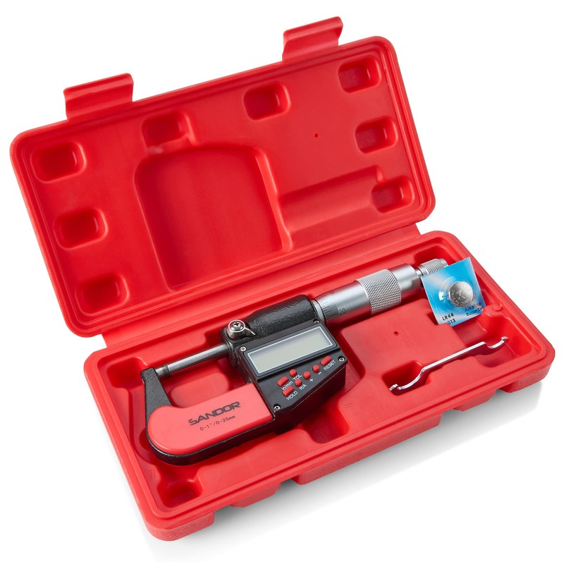 Micrómetro exterior digital profesional con punta de carburo 0-1"/0-25mm Rango