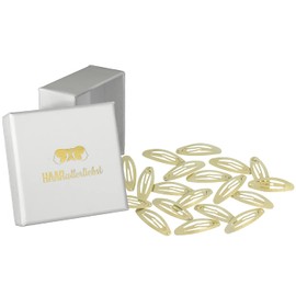 HAARallerliebst Hair Clips Oval (20 Pieces | Gold Shimmer | Approx. 5 cm) with Box for Storage (Box Colour: White)