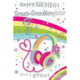 Great-Granddaughter 9th Age 9 Have A Great Day Headphones Happy Birthday Card
