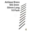 Antique Brass Flat Slotted Countersunk Head Screws, M3.5 x 50mm.