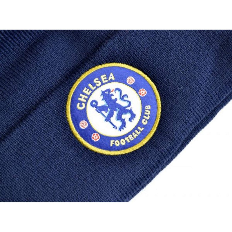 Chelsea FC Crest Knit Hat Navy (Blue)
