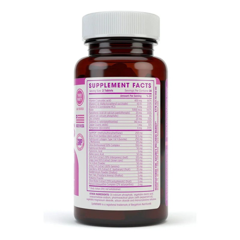 Biotina Natures Wellness para Cabello, Piel y Uñas con 60