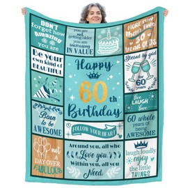 60th Birthday Gifts for Women, Birthday Gifts for Her Men Throw Blanket, 60th Birthday Gifts for Mum Dad from Daughter Son,Happy Birthday Gifts for Grandma Wife Husband Friends Him 60" x 50"