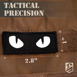 Bluyellow 2Pcs Cat Eye Patch Set, Morale Tactical Hook and Loop Glow in The Dark Cat Eyes Military Patches for Backpacks, Tactical Vest, Helmet, Dog Harness, Black and Green, 2.8x1 Inches