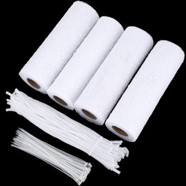 Windyun 4 Rolls 10 Inch Snow Mesh Ribbon Christmas White Tulle Ribbon 40 Yards Burlap Decor Mesh Rolls Tree Decoration Mesh for Wreaths Christmas Party