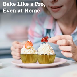 Regency Wraps Foil Baking Cups, Greaseproof, Non-Stick for Easy Removal of Cupcakes and Muffins, Attractive Wrappers for a Professional Look, Gold Foil, Mini (Pack of 36)