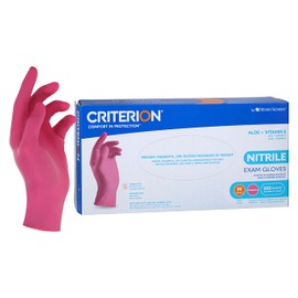 Henry Schein Criterion Nitrile Exam Gloves, Magenta Pink, 200/Box, Medium, Latex-Free, Powder-Free, Soothing Formula with Vitamin E and Aloe Vera