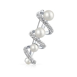 Bling Jewelry Brautmode Erklärung Kristall Spirale Abgestufte Weiße Simulierte Perle Schal Brosche Pin Für Frauen Versilbert