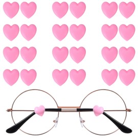 guduling 24 Pcs Heart Eyeglass Ear Grip,Cute Heart Eyeglass Ears Grips,Silicone Glasses Ear Grip,Silicone Soft Shaped Ears Hooks Holder Stopper for Kids Adults,Stop Glasses from Sliding(Pink