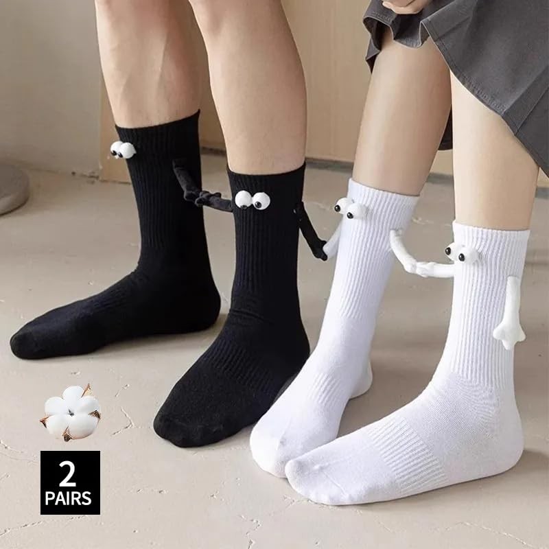 Mivyy Couple Holding Hands Socks, Unisex Novelty Magnetic Suction 3D