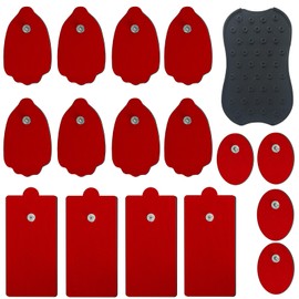 FOXPEED TENS Unit Replacement Pads with Pad Holder, Reusable More Than 35 Times, Snap Electrode Pads SM Electrodes for Tens Unit with Standard 3.5mm Snap-on Connector (16PCS)