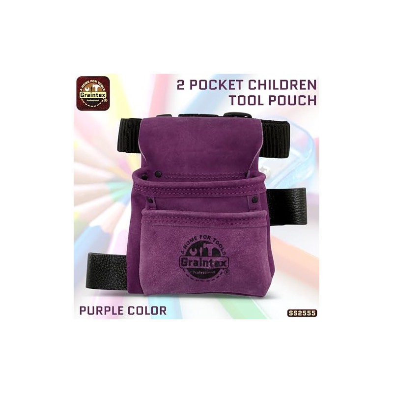 Graintex SS2555 2 Pocket Children Tool Pouch Purple Color Suede