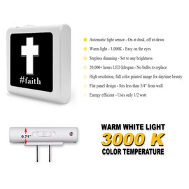 Plug in Dimmable LED Night Light with Dusk to Dawn Auto Sensor, Adjustable Brightness, Warm Light, Auto On-Off Nightlight for Bathroom, Hallway, Nursery, Bedrooms - #Faith