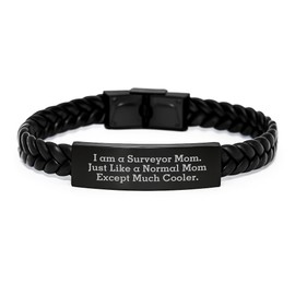 AddictiveDesignsCo Surveyor Mom Gifts, Funny Quote Inspired Interlaced Leather Bracelet, Graduation Unique Gifts from Family