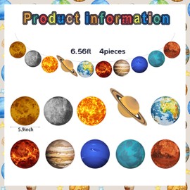 4 Pcs Space Planet Banner Solar System Planet Banner Space Party Decorations for First Trip Around The Sun Birthday Decorations Outer Space Room Decor
