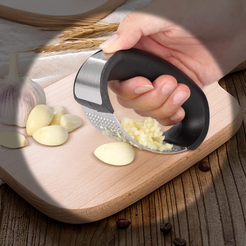 2 Pack Garlic Press Rocker, Stainless Steel Garlic Mincer with