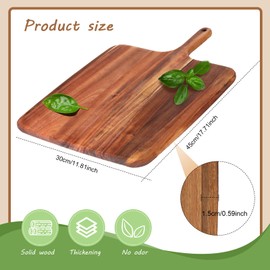 Hoolerry 6 Pcs Wood Cutting Board with Handle Pizza Serving Board Natural Wooden Pizza Peel Large Pizza Paddle Spatula Charcuterie Board for Kitchen Baking Pizza Oven Accessory(18 x 12 Inches)