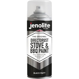 JENOLITE Directorust High Heat Spray Paint for Metal - BLACK - Smooth Matt Finish BBQ & Stove Aerosol Paint - Very High Temperature Resistant Up to 1200°F (650°C) - 13.5 Ounces (400ml)