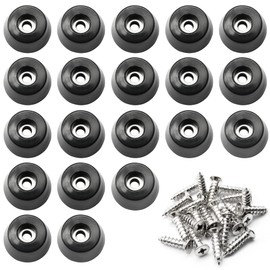 Rubber Cutting Board Feet with Stainless Washer and Screws, 1.25 inch Black Round Rubber Feet, Non Slip Bumper Pads for Furniture, Electronics & Application,20 Pack