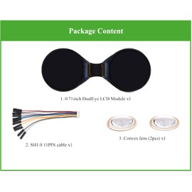 0.71inch Double Eye Round LCD Display Module, 160×160 Resolution, 65K Colors, IPS Display Panel, SPI Interface, Support ESP32/Pico Controller Boards, Embedded GC9D01 Driver