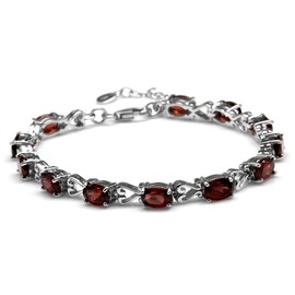 Silvershake 12.6ct. Natural Garnet 925 Sterling Silver Victorian Heart Style 7 to 8.5 Inch Adjustable Bracelet