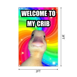 Welcome To My Crib Flag 2x3 Feet Tapestry With 4 Brass Grommets. Funny Flag for Teen Girls Room Indoor Outdoor Bedroom and College Dorm Wall Decor Banner. (Rainbow)