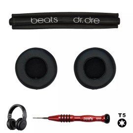 For Beats By Dre Beats By Dre PRO Detox Headband Leather Cushion Ear Pads Kit - (Black)