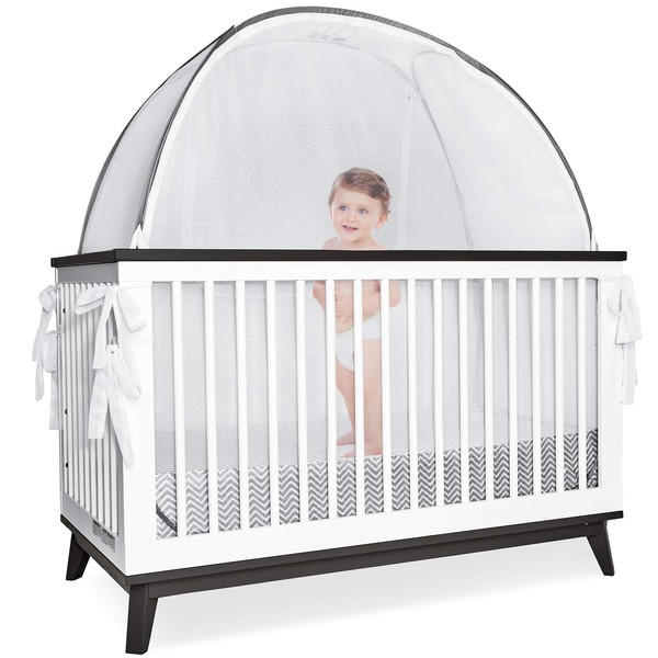 Crib Tent by Pro Baby Safety - Crib Topper Net with Viewing Window – See Through Soft Silky Mesh - Zippered Safety Top for Mosquito Bites and Falling Protection for Infant