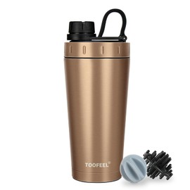 TOOFEEL Insulated Protein Shaker Bottle - 20 oz Stainless Steel Shaker Cups for Protein Shakes, Stays Cold/Hot, Double Walled Vacuum Metal Protein Shaker, BPA Free Leakproof Gym Shaker Bottle