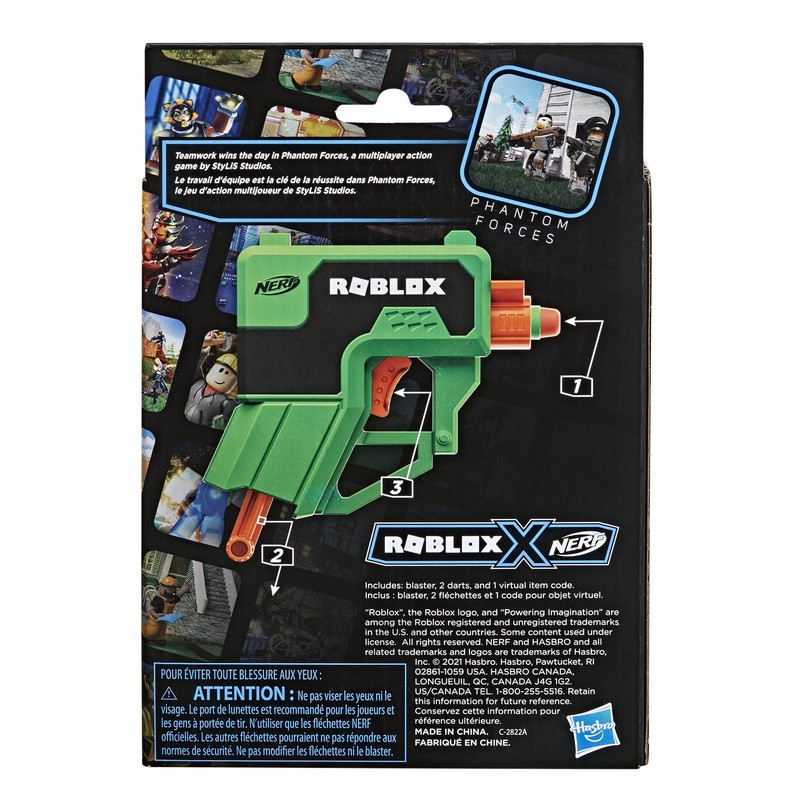 NERF Roblox Phantom Forces: Boxy Buster Dart Blaster, Pull-Down Priming