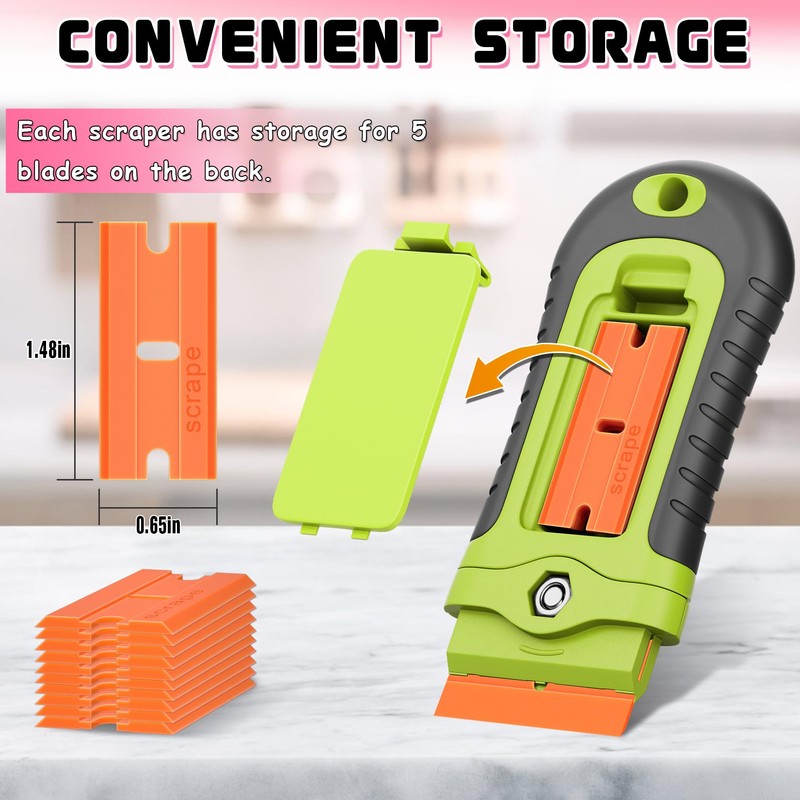 DIYSELF 2 Pcs Plastic Razor Blade Scraper with 10 Pcs