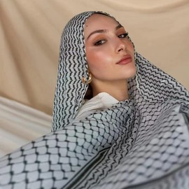 KUFIYA PRINT HIJAB - Color: Brown/White