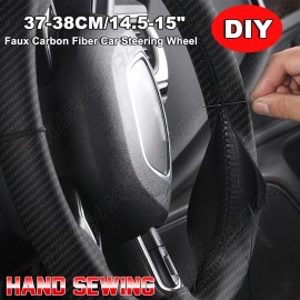 CHUSYYRAY For Toyota Carbon Fiber Car Steering Wheel Cover Black Genuine Leather 15" 38cm