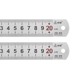 HARFINGTON 2pcs Stainless Steel Ruler 8-inch/20cm Metal Rulers 1" Wide, Inch and Metric Graduation Straight Edge Measuring Tool