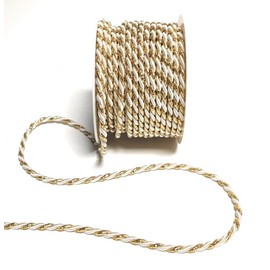 s.dekoda Cord 15 m x 4 mm Two-Tone White Gold Twist Cord Decorative Ribbon Cord