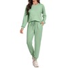 Totatuit 2 Piece Outfits Women's Tracksuits Casual Soft Cotton Ladies Loungewear Set Summer Long Sleeve Top and Bottoms Full Set for Sport Fruit Green M
