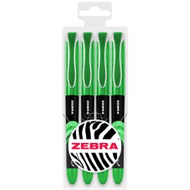 Zebra Pen Fuente - Disposable Fountain - 1.0mm Fine Nib 0.6mm Line Width - Wallet of 4 (Green) Green Set