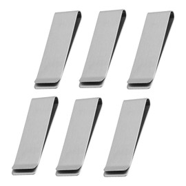 6 x Stainless Steel Money Clips, Money and Card Holder, Sturdy and Super Slim Money and Card Holder, Minimalist Wallet Clips, Ideal for Everyday Use, silver, No