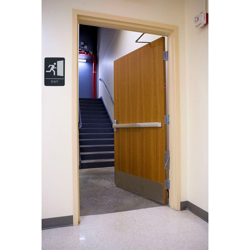 Black & White ADA Exit Sign with Braille-9" x 6"