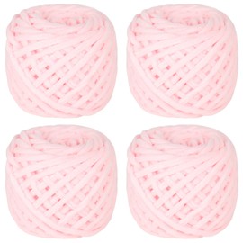 Coopay Chunky Wool for Crochet, 4 x 90 g Thick Wool for Knitting, Thick Yarn, Plush Yarn Wool for Knitting, Soft Wool, Thick Yarn, Fluffy for Blankets, Scarves, Dolls - Light Pink