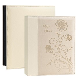 Miaikoe Photo Album 6x4 400 Photos Slip in, Extra Large Capacity Leather Cover Wedding Family Picture Albums Holds 400 Vertical 10x15cm Landscape Photos(Beige)