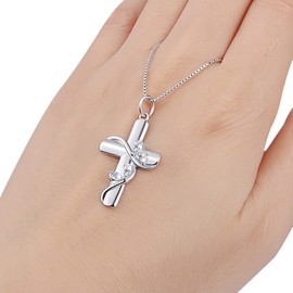 Cross Necklace for Women 925 Sterling Silver Cubic Zirconia Faith Hope Love Cross Pendant Necklace Christian Crucifix Jewellery Easter Gifts,Box Chain 18 inches