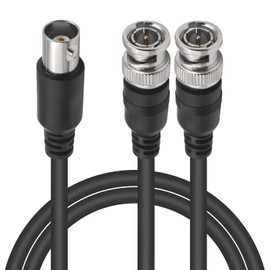 Poyiccot BNC Splitter Adapter Cable 1.5ft, Dual BNC Male to BNC Female Cable 50 ohm Coaxial Cable, BNC Splitter 2 in 1 Out Coax Cable for CCTV System, Radio, Modem, Camera