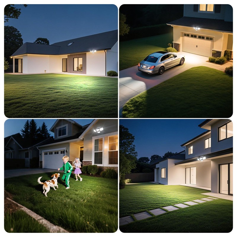 JJX Solar Outdoor Lights 3000LM 278 LED, 1 Pack 4-Head