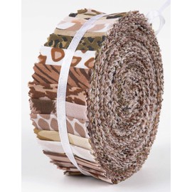 Soimoi 40Pcs Animals Print Precut Fabrics Strips Roll Up 1.5x42inches Cotton Jelly Rolls for Quilting - Brown