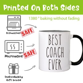 SRIHBET Funny Coach Gifts Mug, Best Coach Ever Mug, Funny Birthday Christmas Thank You Appreciation Gifts for Coach Trainer Mentor Sports Lover Friends Coworker Gym Coach-29c